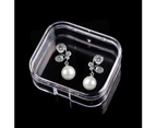 Portable Clear Storage Box Necklace Ring Organizer Rectangle Powder Puff Holder