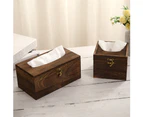 Wooden Tissue Box Paper Napkin Holder Dispenser Case Bathroom Office Desk Decor-Brown