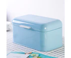 Home Office Metal Storage Box Bread Shape Large Capacity Container Organizer-Blue