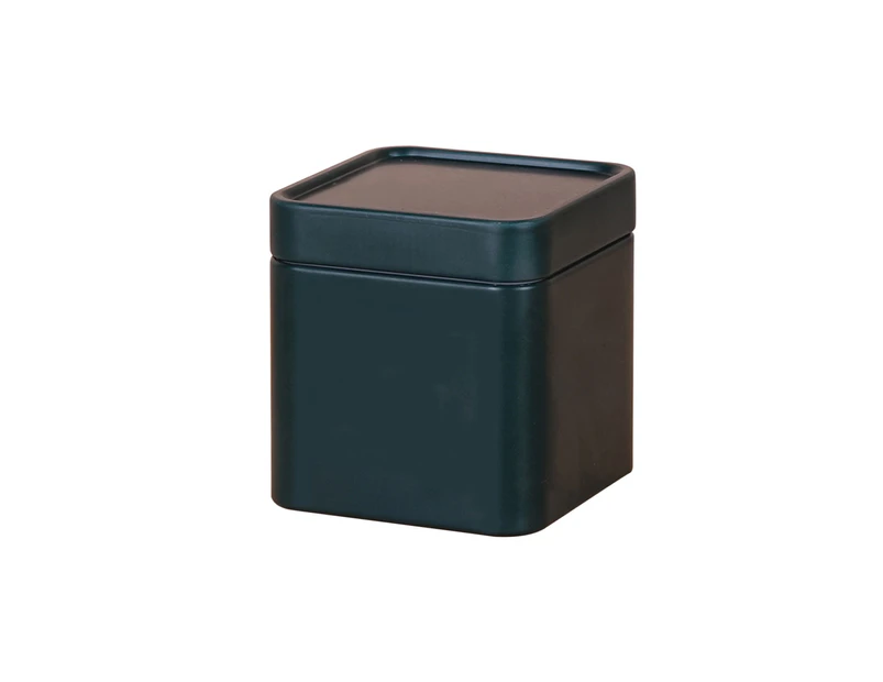 Storage Bin with Lid Dustproof Iron Mini Sturdy Loose Tea Bucket Household Supplies-Atrovirens