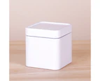 Storage Bin with Lid Dustproof Iron Mini Sturdy Loose Tea Bucket Household Supplies-White