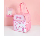 Lunch Bag Multiple Pockets Large Capacity Portable Girl Lunch Box Cute Insulated Bento Bag for Office School -Pink