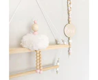 Nordic Lovely Plush Wood Beads Wall Hanging Decor Kids Room Ornament Photo Prop White
