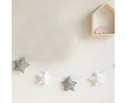 Nordic 5Pcs Cute Stars Hanging Ornaments Banner Bunting Party Kid Bed Room Decor White