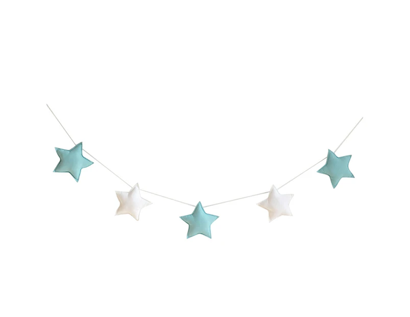Nordic 5Pcs Cute Stars Hanging Ornaments Banner Bunting Party Kid Bed Room Decor Green + White