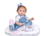 43cm Brown Hair Reborn Baby Doll Adorable Soft Lifelike Simulation Bebe Toys for Girls