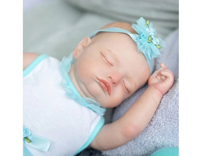 49CM Bebe Doll Reborn Baby Sleeping Girl Rosalie Soft Body Flexible Hand-Drawing Hair Rooted Eyelashes Doll Toy