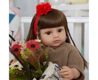 55CM Reborn Doll Realistic Long Straight Hair Two Beautiful Braids Red Pants Baby Girl for Children Gift Doll Toy Birthday Gift