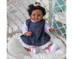 55CM Reborn Doll Shaya In Dark Brown Skin African American Baby Sweet Face Cute Toddler Girl Doll 3 Month Real Baby Size