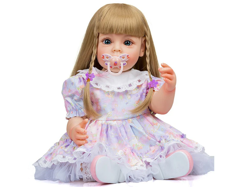 55CM Full Body Silicone Reborn Girl Princess Sue-Sue Hand-painted Golden Long Hair Wig Hand-painted  Kids Doll Toys