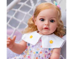 55CM Hand-detailed Painting Full Body Silicone Reborn Toddler Girl Princess Sue-Sue with Rooted Brown Hair Waterproof Toy