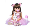 55cmdoll Reborn Toddler Girl Pink Princess Baty Toy Very Soft Full Body Silicone Girl Doll Cute Reborn Baby Doll  Real Baby