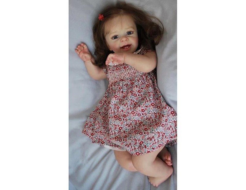 60CM Already Painted Finished Doll As Picture Reborn Toddler Yannik Lifelike Soft Touch with Long Curly Hair 3D Skin Doll Gift