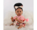 58CM Reborn Toddler Saskia Dark Brown Complexion Limbs Head Silicone Cotton Body African American Baby Girl Doll Hand Tie Hair