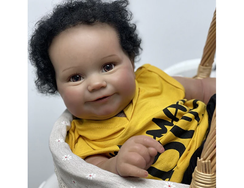 55CM High-level Painting Reborn Doll 22 Inch African Cute Baby Newborn Toy Soft Vinyl Silicone Boneca Renascida Brinquedo
