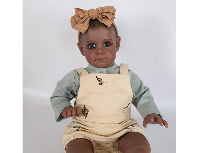 60cm Reborn Toddler Girl Maggie Babe Doll Black Skin Girl Wearing Strap Doll High Quality Children's Christmas Gifts