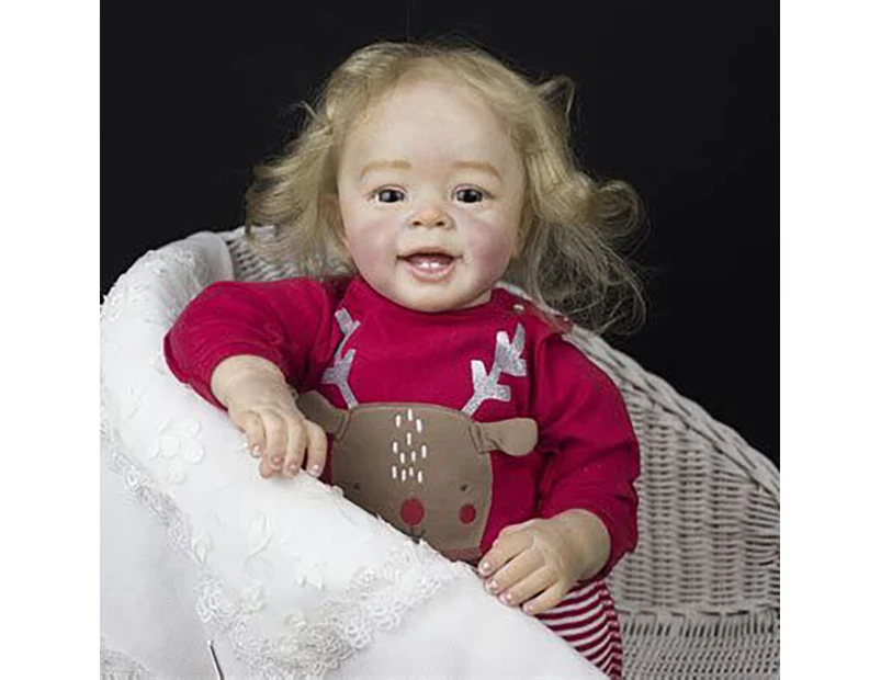 60CM Reborn Toddler Girl Reborn Doll Yannik Blond Hair Beautifully Hand Painted 3D Skin with Visible Veins Rooted Hair