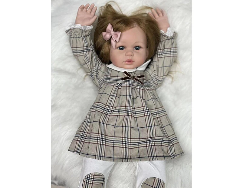 63CM Reborn Girl Soft Body Cuddly Toddler Girl Lifelike Genesis Painted Doll with Visible Veins Collectible Art Doll Gift
