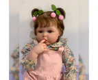 60CM Reborn Baby Toddler Girl Soft Doll Blonde/Brown Hair with 3D Skin Visible Veins Hand Rooted Hair Cuddly Soft Body Doll Gift
