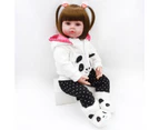 Reborn Doll 48cm Baby Girl Dolls Soft Silicone with Brown Eyes Wearing Panda Clothes SuitChildren's Day Gifts Toys Bed Time