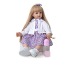 New Arrival Long Brown Hair and Golden Hair Reborn Baby Doll Purple Floral Dress Soft Touch Baby Girl Dress Christmas Gifts