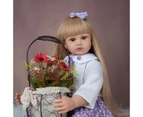New Arrival Long Brown Hair and Golden Hair Reborn Baby Doll Purple Floral Dress Soft Touch Baby Girl Dress Christmas Gifts