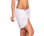 Beach Wrap Sarong Swimsuit Cover Ups For Women Breathable Sarong Skirt - White