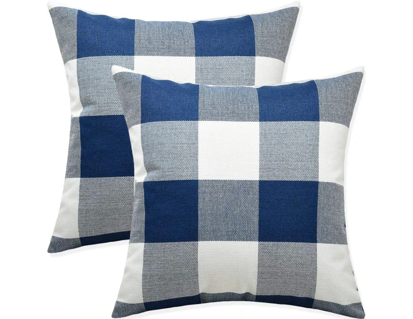 Plaid Throw Pillow Covers Decorative Square Outdoor Pillow Covers, 18x18 Inch Grey Buffalo Print Pillows