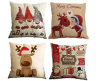 4Pcs Cushion Cover Merry Christmas Decorative Cushion Cover 45x45 cm