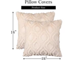 Throw Pillow Covers 18x18, Faux Fur Farmhouse Boho Pillow Cases ,Soft Plush Fuzzy Beige Cushion Covers Set of 2