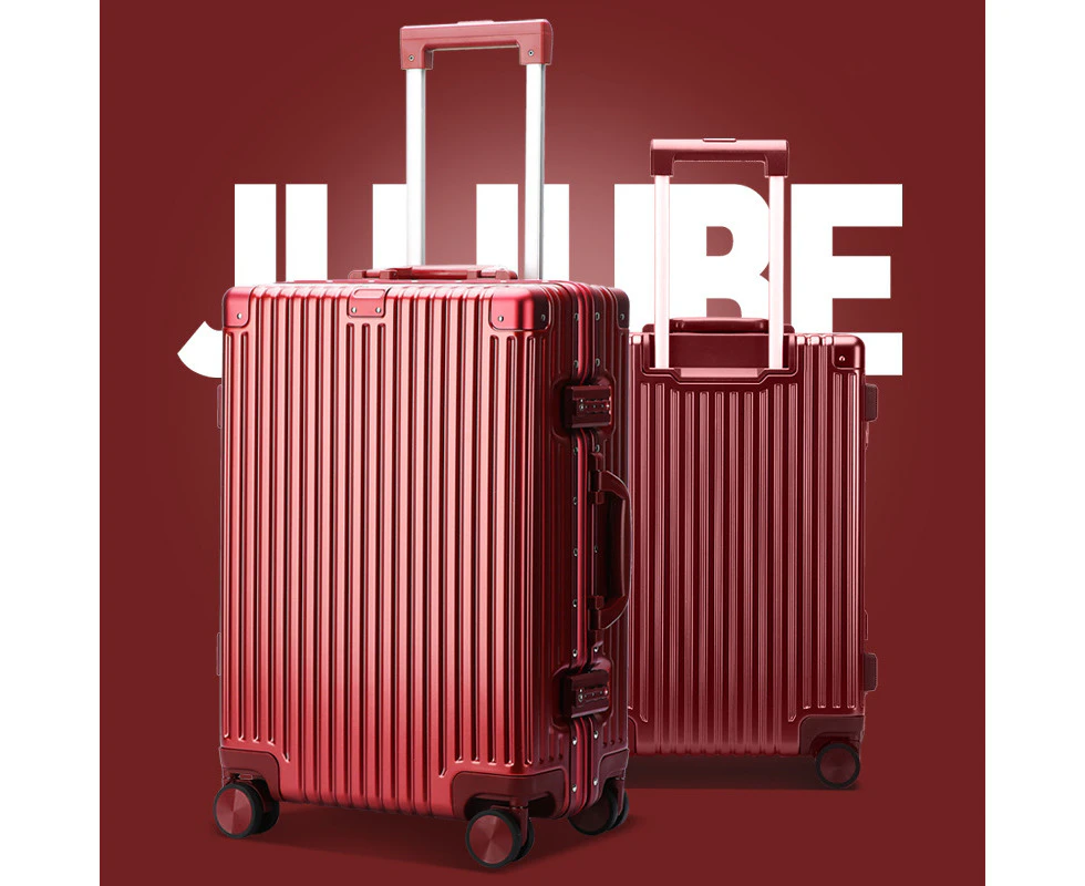 BOPAI Aluminium Luggage Suitcase Light weight Large HardCase Red