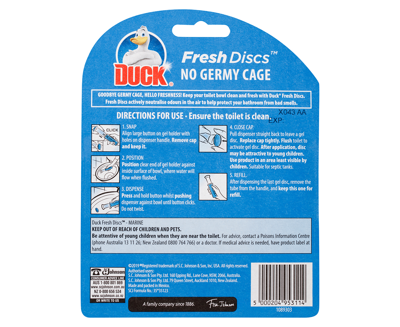 2 x 6pk Duck Fresh Discs Toilet Cleaner Marine