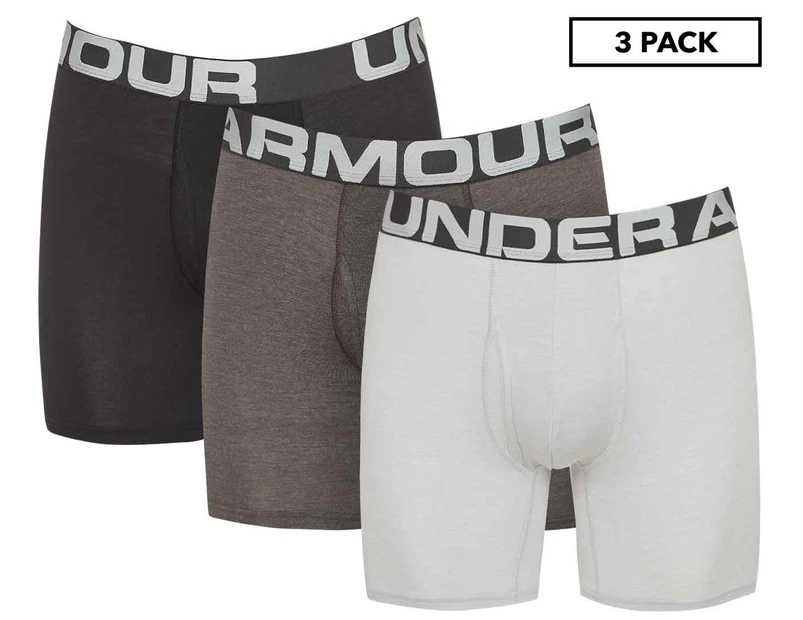 Under Armour Men's Charged Cotton 6 Boxerjock Trunks 3-Pack - Mod  Grey/Charcoal Heather/Black