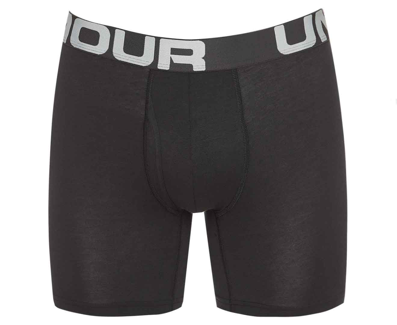 Under Armour Men's Charged Cotton 6 Boxerjock Trunks 3-Pack - Mod  Grey/Charcoal Heather/Black