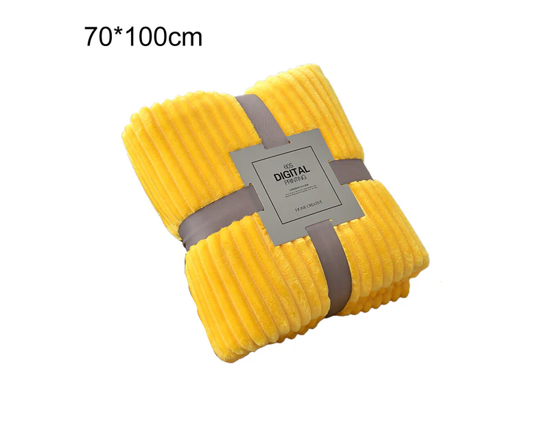 Skin-friendly Soft Throw Blanket Polyester Air Conditioned Blanket for Sofa-Bright Yellow