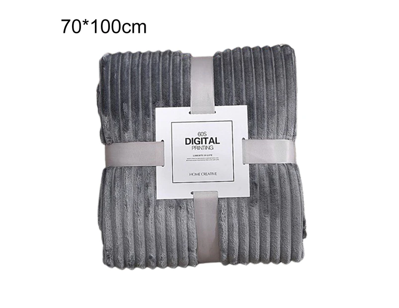 Skin-friendly Soft Throw Blanket Polyester Air Conditioned Blanket for Sofa-Light Grey