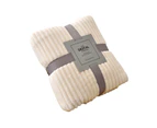 Skin-friendly Soft Throw Blanket Polyester Air Conditioned Blanket for Sofa-Beige