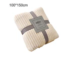 Skin-friendly Soft Throw Blanket Polyester Air Conditioned Blanket for Sofa-Beige