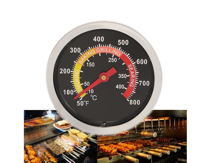 Stainless Steel BBQ Grill Thermometer Barbecue Temperature Gauge Measuring Tool