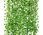 12 Strands 2M Artificial Ivy Leaf Plants Vine Hanging Garland Fake Foliage for Home, Garden, Wedding Wall Decor