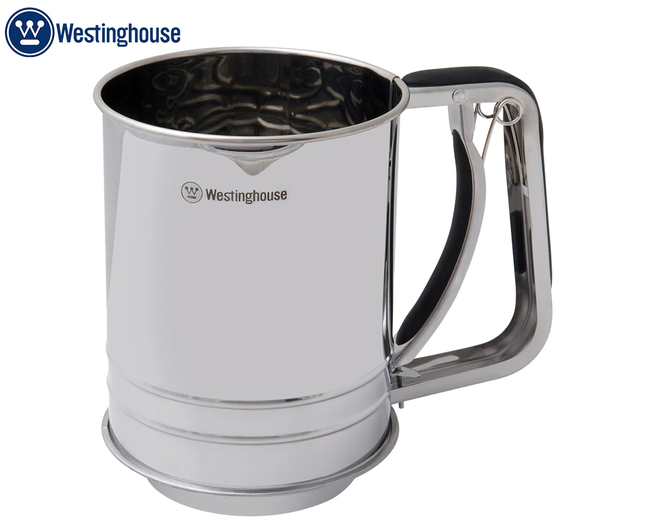 Westinghouse 3-Cup Mesh Flour Sifter One-Handed Soft Grip Stainless Steel