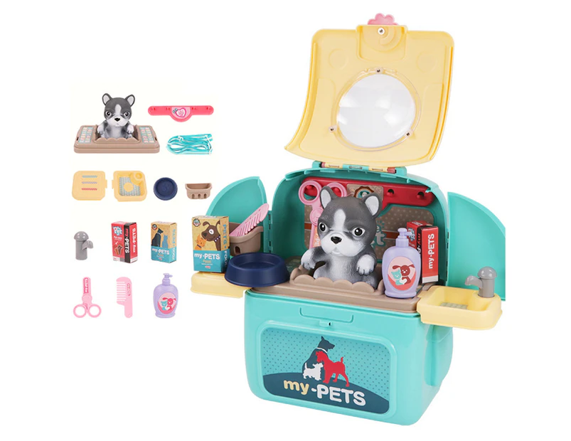 Pet Backpack Practical Exquisite Plastic Pretend Play Pet Care Set for Gifts-D