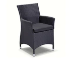 Outdoor Roman Outdoor Wicker Dining Chair With Arms - Outdoor Chairs - Charcoal with Denim
