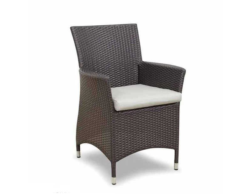 Outdoor Roman Outdoor Wicker Dining Chair With Arms - Outdoor Chairs - Turkish Coffee w/ Latte Cushions