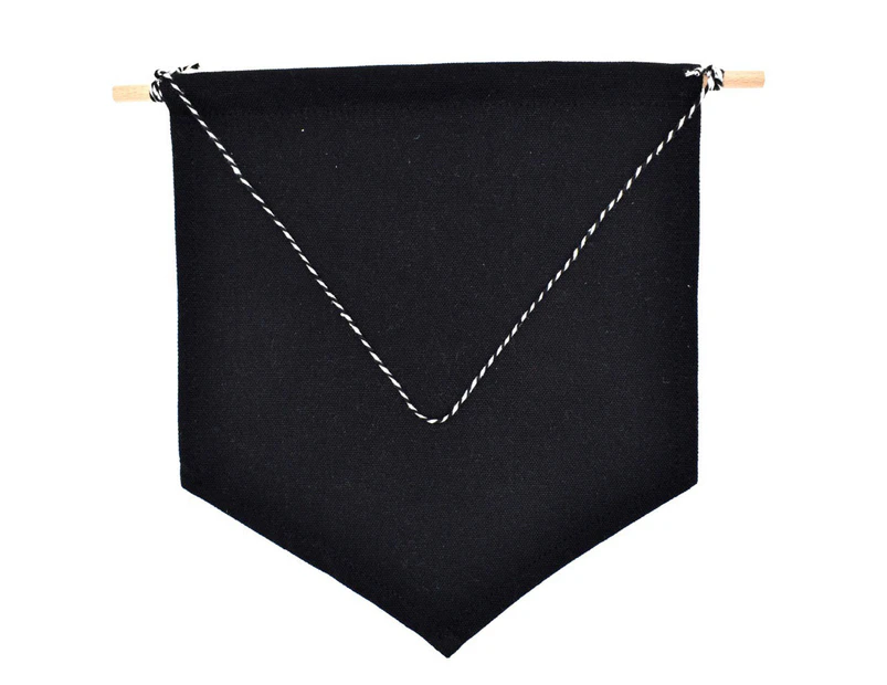 Nordic Blank Cotton Brooch Pin Badge Holder Hanging Wall Display Banner Flag-Black