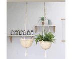 Straw Woven Basket Portable Suspended Wall Hanging Flower Plant Suspension Basket for Balcony-1