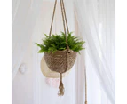 Straw Woven Basket Portable Suspended Wall Hanging Flower Plant Suspension Basket for Balcony-1