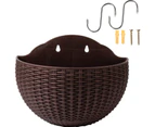 Flower Pot Exquisite Wall-mounted Plastic Wall Hanging Basket Flowerpot for Garden-Coffee