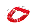 Toilet Mat Warm Reusable Dots Universal Toilet Seat Cover for Home-Red
