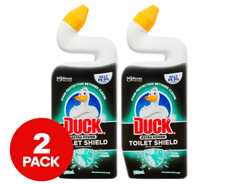 2 x Duck Extra Power Toilet Shield Cleaner Cool Fresh 500mL